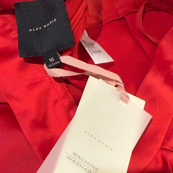 ALEX MARIE Cori Satin Wide Leg High Waist Trousers Crimson NEW Christmas Holiday - Picture 10 of 10